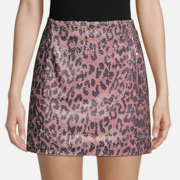 $128 Free People Womens Pink Cheetah Print Skinny - Picture 1 of 3